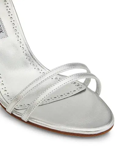 Manolo Blahnik Women's Ciaga 5MM Sculptural-Heel Leather Sandals - Sliver | Thumbnail 6 Manolo Blahnik Women's Ciaga 5MM Sculptural-Heel Leather Sandals - Sliver | Thumbnail 6