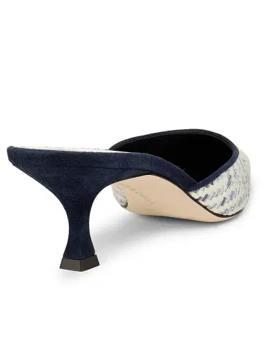 Manolo Blahnik Women's Carolyne 50MM Raffia Mules - Silver | Thumbnail 3