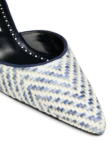 Manolo Blahnik Women's Carolyne 50MM Raffia Mules - Silver | Thumbnail 5