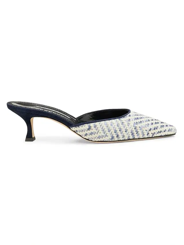 Manolo Blahnik Women's Carolyne 50MM Raffia Mules - Silver