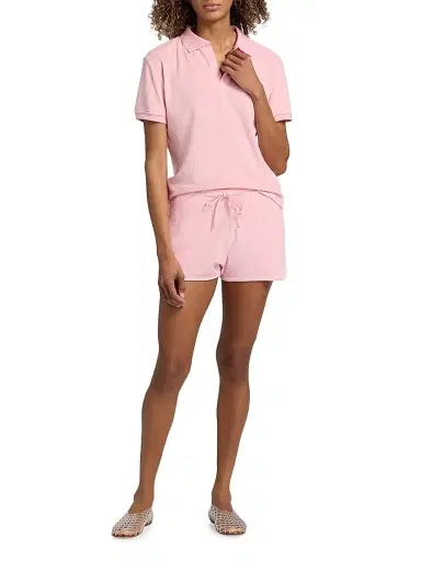 Hunza G Women's Cotton Polo Top - Pink - Size Medium | Thumbnail 2