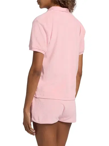 Hunza G Women's Cotton Polo Top - Pink - Size Medium | Thumbnail 5