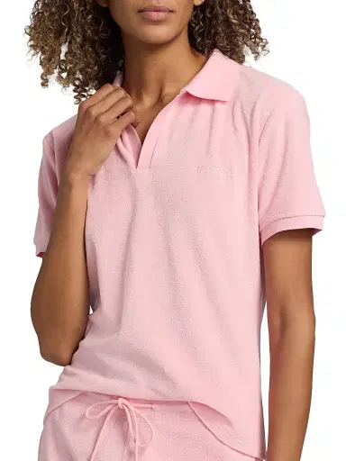 Hunza G Women's Cotton Polo Top - Pink - Size Medium | Thumbnail 6