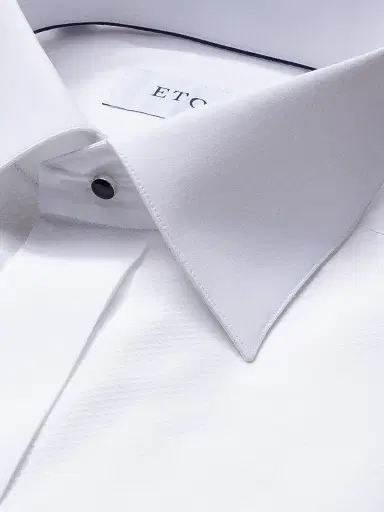 Eton Men's Slim-Fit Pique Formal Shirt - White - Size 17.5 | Thumbnail 5