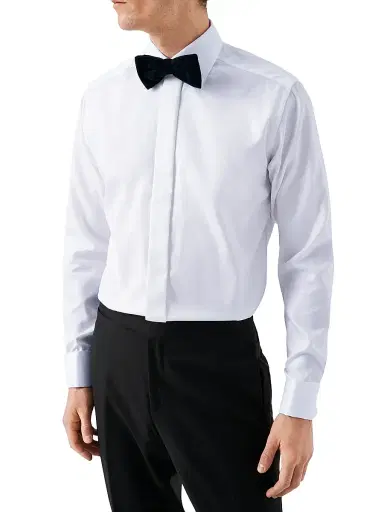 Eton Men's Slim-Fit Diamond-Weave Cotton Formal Shirt - White - Size 18 | Thumbnail 3