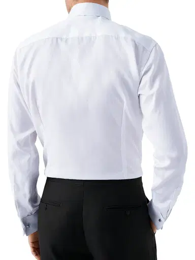 Eton Men's Slim-Fit Diamond-Weave Cotton Formal Shirt - White - Size 18 | Thumbnail 4