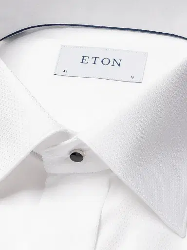 Eton Men's Slim-Fit Diamond-Weave Cotton Formal Shirt - White - Size 18 | Thumbnail 6