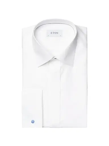 Eton Men's Slim-Fit Diamond-Weave Cotton Formal Shirt - White - Size 18 | Thumbnail 1