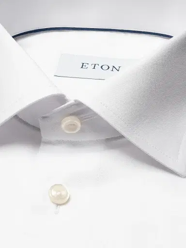 Eton Men's Contemporary-Fit French-Cuff Twill Shirt - White - Size 18.5 | Thumbnail 4