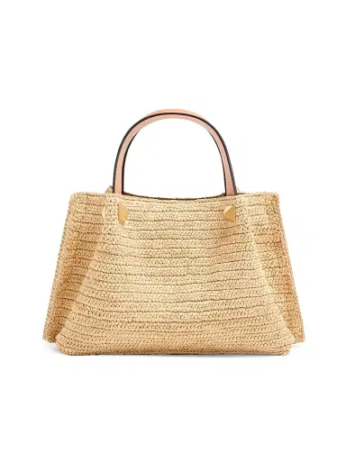 Valentino Garavani Women's Small Raffia Shopping Bag - Natural | Thumbnail 2 Valentino Garavani Women's Small Raffia Shopping Bag - Natural | Thumbnail 2