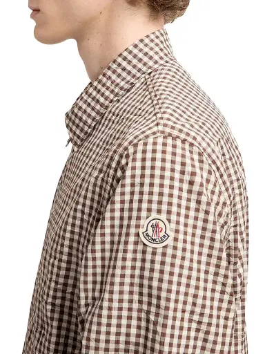 Moncler Men's Zip-Up Shirt in Cotton Blend - White Brown - Size XL | Thumbnail 4 Moncler Men's Zip-Up Shirt in Cotton Blend - White Brown - Size XL | Thumbnail 4