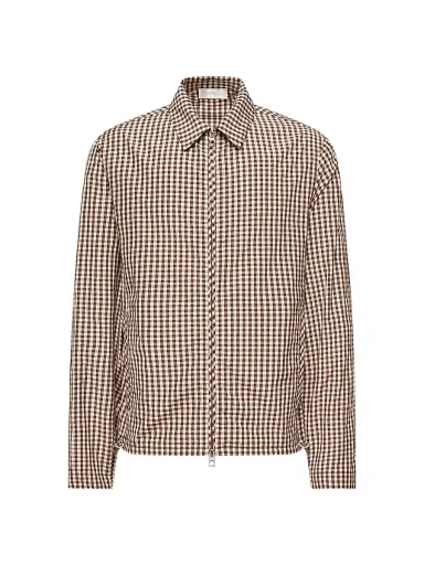 Moncler Men's Zip-Up Shirt in Cotton Blend - White Brown - Size XL | Thumbnail 1 Moncler Men's Zip-Up Shirt in Cotton Blend - White Brown - Size XL | Thumbnail 1