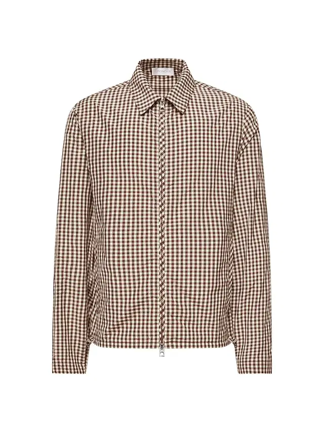 Moncler Men's Zip-Up Shirt in Cotton Blend - White Brown