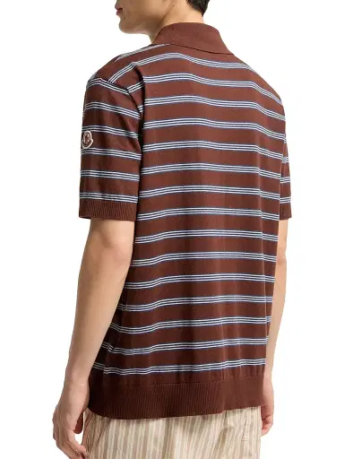 Moncler Men's Polo Shirt in Cotton - Blue Brown - Size XXL | Thumbnail 3 Moncler Men's Polo Shirt in Cotton - Blue Brown - Size XXL | Thumbnail 3