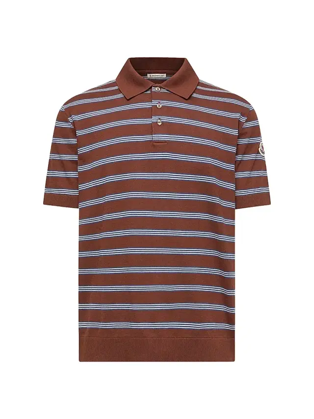 Moncler Men's Polo Shirt in Cotton - Blue Brown