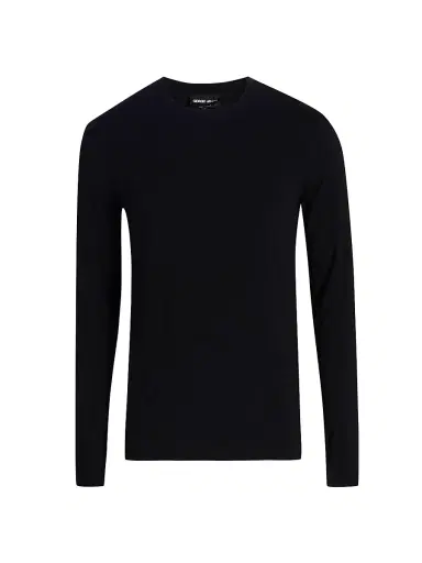 Giorgio Armani Men's Mr. Armani Long-Sleeve T-Shirt - Black | Thumbnail 1 Giorgio Armani Men's Mr. Armani Long-Sleeve T-Shirt - Black | Thumbnail 1