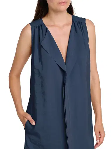 Giorgio Armani Women's Silk-Blend Center-Seam Midi-Dress - Solid Medium Blue - Size 10 | Thumbnail 5
