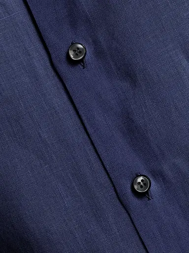 Giorgio Armani Men's Solid Linen Shirt - Solid Blue - Size 18.5 | Thumbnail 7