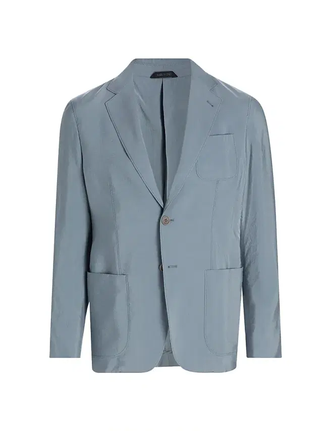 Men's Silk-Nylon Single-Breasted Blazer - Solid Dark