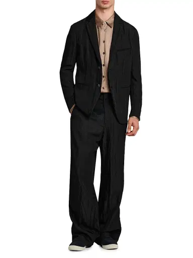 Giorgio Armani Men's Crinkle Texture Soft Blazer - Anthracite | Thumbnail 2