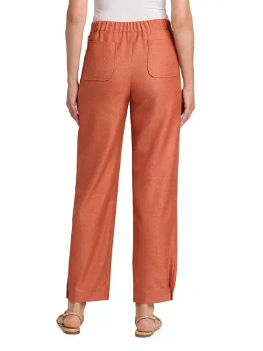 Giorgio Armani Women's Silk-Wool Straight-Leg Trousers - Solid Dark Orange - Size 12 | Thumbnail 5