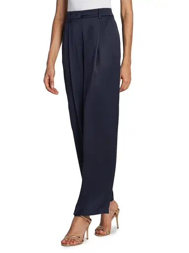 Giorgio Armani Women's Silk Straight-Leg Pants - Solid Medium Blue - Size 8 | Thumbnail 4 Giorgio Armani Women's Silk Straight-Leg Pants - Solid Medium Blue - Size 8 | Thumbnail 4