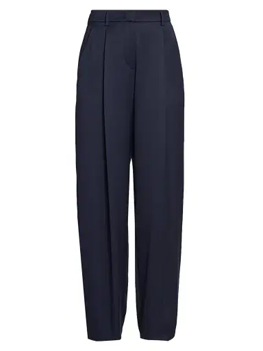 Giorgio Armani Women's Silk Straight-Leg Pants - Solid Medium Blue - Size 8 | Thumbnail 1 Giorgio Armani Women's Silk Straight-Leg Pants - Solid Medium Blue - Size 8 | Thumbnail 1