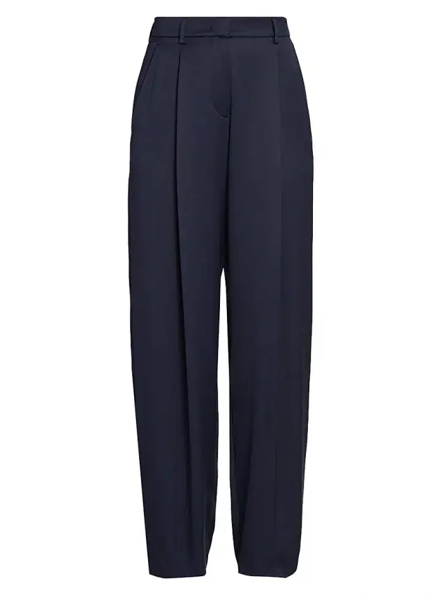 Giorgio Armani Women's Silk Straight-Leg Pants - Solid Medium Blue