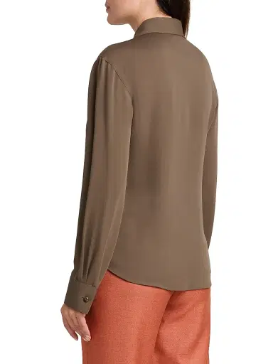 Giorgio Armani Women's Silk Button-Front Blouse - Solid Light Pastel Brown - Size 12 | Thumbnail 5 Giorgio Armani Women's Silk Button-Front Blouse - Solid Light Pastel Brown - Size 12 | Thumbnail 5