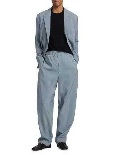 Giorgio Armani Men's Relaxed Silk-Nylon Trousers - Solid Dark - Size 38 | Thumbnail 2 Giorgio Armani Men's Relaxed Silk-Nylon Trousers - Solid Dark - Size 38 | Thumbnail 2