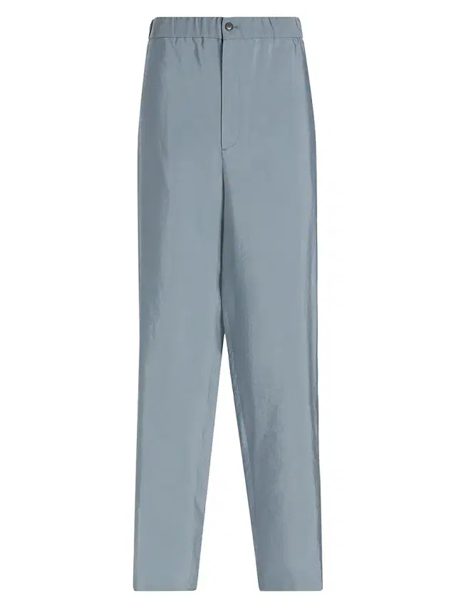 Giorgio Armani Men's Relaxed Silk-Nylon Trousers - Solid Dark