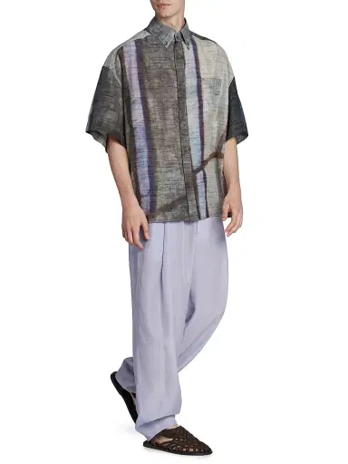 Giorgio Armani Men's Abstract-Print Cotton-Silk Shirt | Thumbnail 2