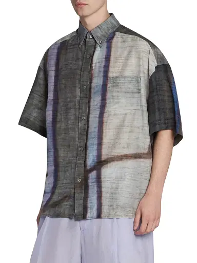 Giorgio Armani Men's Abstract-Print Cotton-Silk Shirt | Thumbnail 4