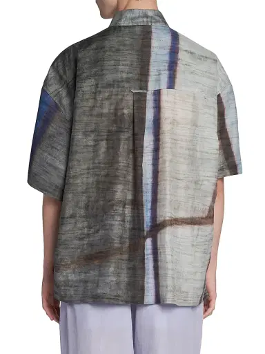 Giorgio Armani Men's Abstract-Print Cotton-Silk Shirt | Thumbnail 5