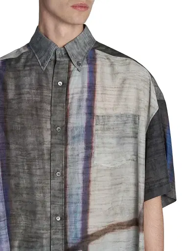 Giorgio Armani Men's Abstract-Print Cotton-Silk Shirt | Thumbnail 6