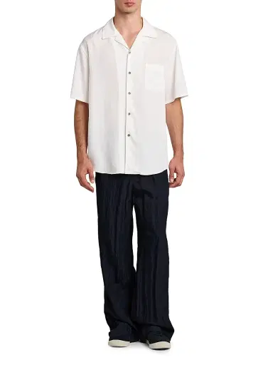 Giorgio Armani Men's Woven Camp Shirt - White | Thumbnail 2