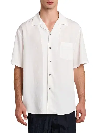 Giorgio Armani Men's Woven Camp Shirt - White | Thumbnail 3