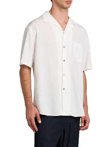 Giorgio Armani Men's Woven Camp Shirt - White | Thumbnail 4