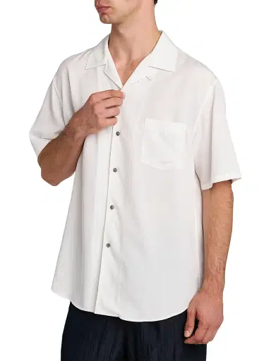 Giorgio Armani Men's Woven Camp Shirt - White | Thumbnail 6