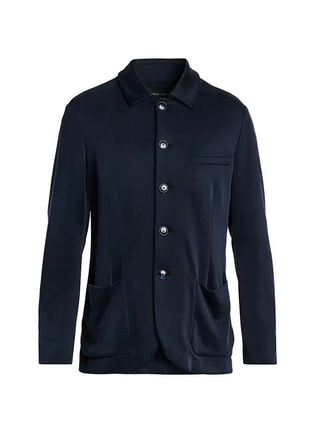 Giorgio Armani Men's Patch Pocket Jersey Blazer - Blue Navy
