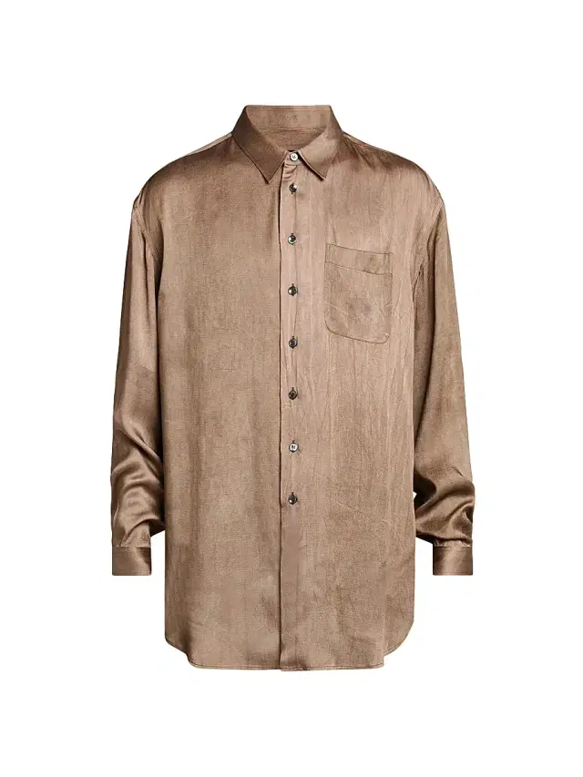 Giorgio Armani Men's Dyed Satin Pocket Shirt - Raw Umber