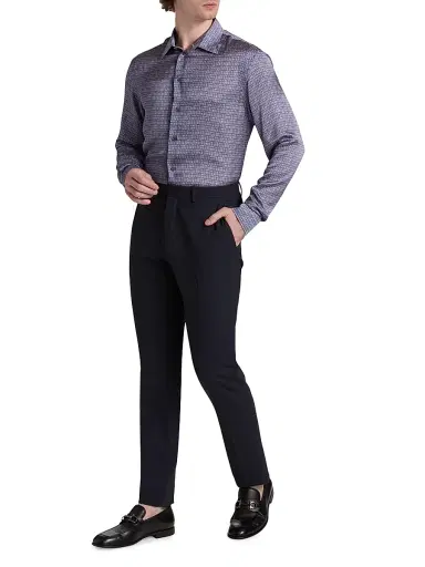 Emporio Armani Men's Geometric Sport Shirt - Periwinkle - Size XL | Thumbnail 2 Emporio Armani Men's Geometric Sport Shirt - Periwinkle - Size XL | Thumbnail 2