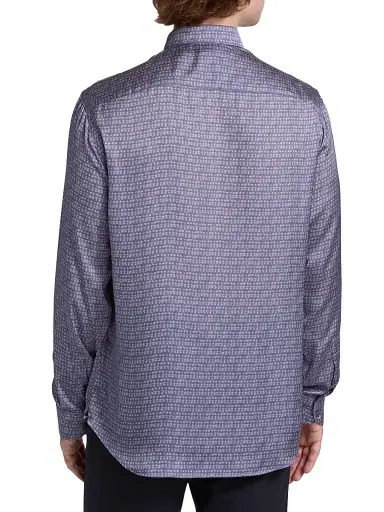Emporio Armani Men's Geometric Sport Shirt - Periwinkle - Size XL | Thumbnail 5 Emporio Armani Men's Geometric Sport Shirt - Periwinkle - Size XL | Thumbnail 5