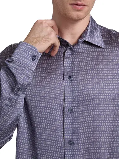 Emporio Armani Men's Geometric Sport Shirt - Periwinkle - Size XL | Thumbnail 6 Emporio Armani Men's Geometric Sport Shirt - Periwinkle - Size XL | Thumbnail 6