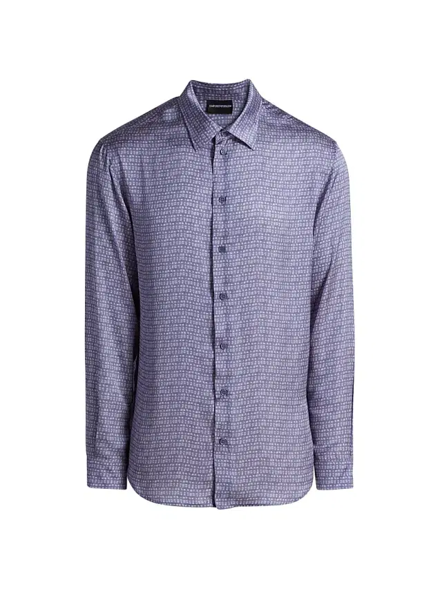 Emporio Armani Men's Geometric Sport Shirt - Periwinkle