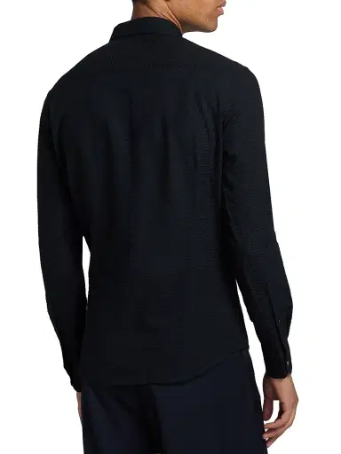 Giorgio Armani Men's Solid Seerscucker Cotton Zip-Front Shirt | Thumbnail 5