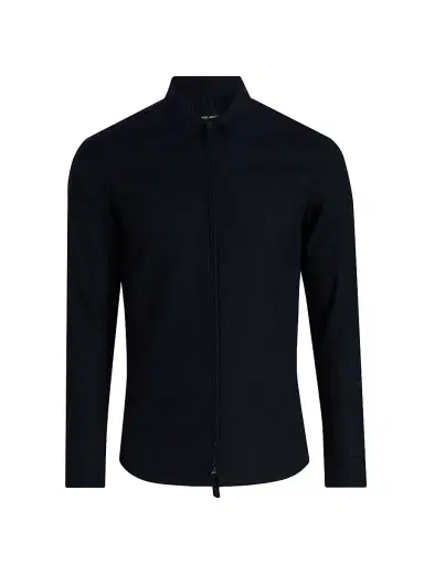 Giorgio Armani Men's Solid Seerscucker Cotton Zip-Front Shirt | Thumbnail 1