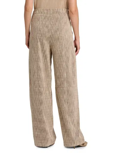 Giorgio Armani Women's Textured Cotton-Blend Trousers - Solid Light Pastel Brown | Thumbnail 5
