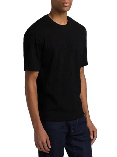 Giorgio Armani Men's Stretch Jersey Crewneck T-Shirt - Solid Black - Size 40 | Thumbnail 4 Giorgio Armani Men's Stretch Jersey Crewneck T-Shirt - Solid Black - Size 40 | Thumbnail 4
