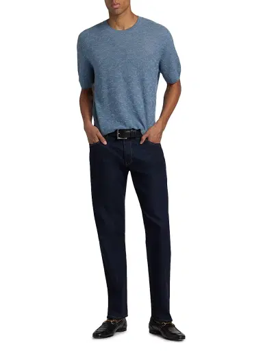 Giorgio Armani Men's Cashmere-Hemp-Silk Sweater - Light Blue Melange - Size 42 | Thumbnail 2